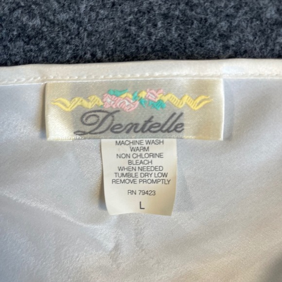 Dentelle Vintage 90s Ivory Satin Lace Pearl Chemise Nighty Slip Dress Sz L USA - Picture 8 of 11